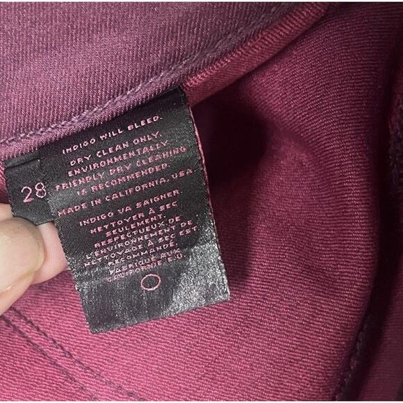 NWT J Brand Super Skinny Low Rise Coated Jeans Women’s Sz 28 Maroon Red - Picture 8 of 9